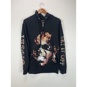 Offset Migos Set If Off Fire Tour Flame Full Zip Hoodie SZ M Streetwear Concert